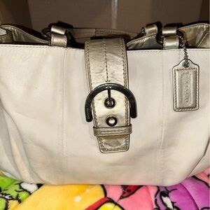 Coach SoHo Cream and Gold Bag